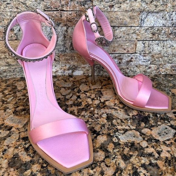 Alexander McQueen Crystal Strap Sandals in Pink - Picture 1 of 13